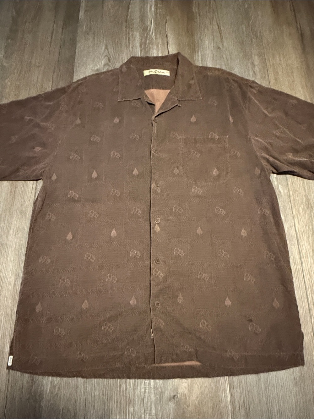 Tommy Bahama Men's Brown Short-Sleeve Button-Up Shirt